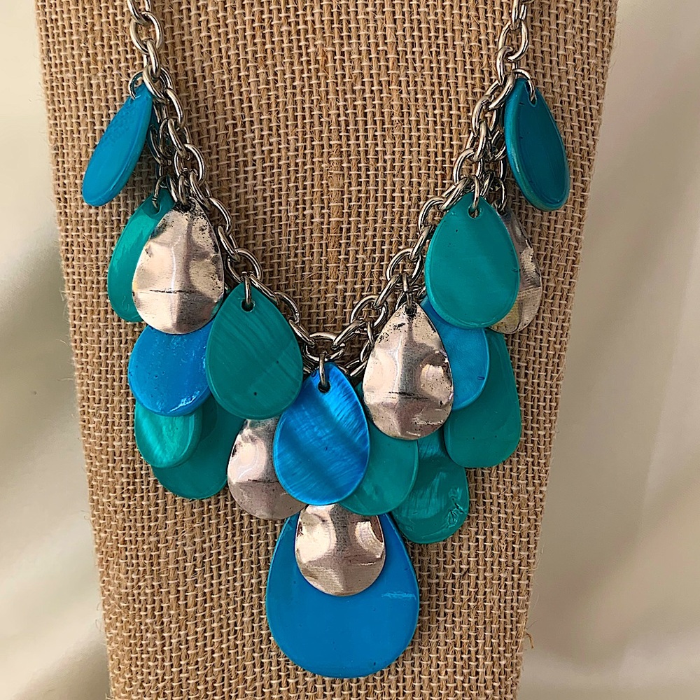 Charming Charlie Blue and Silver Statement Necklace